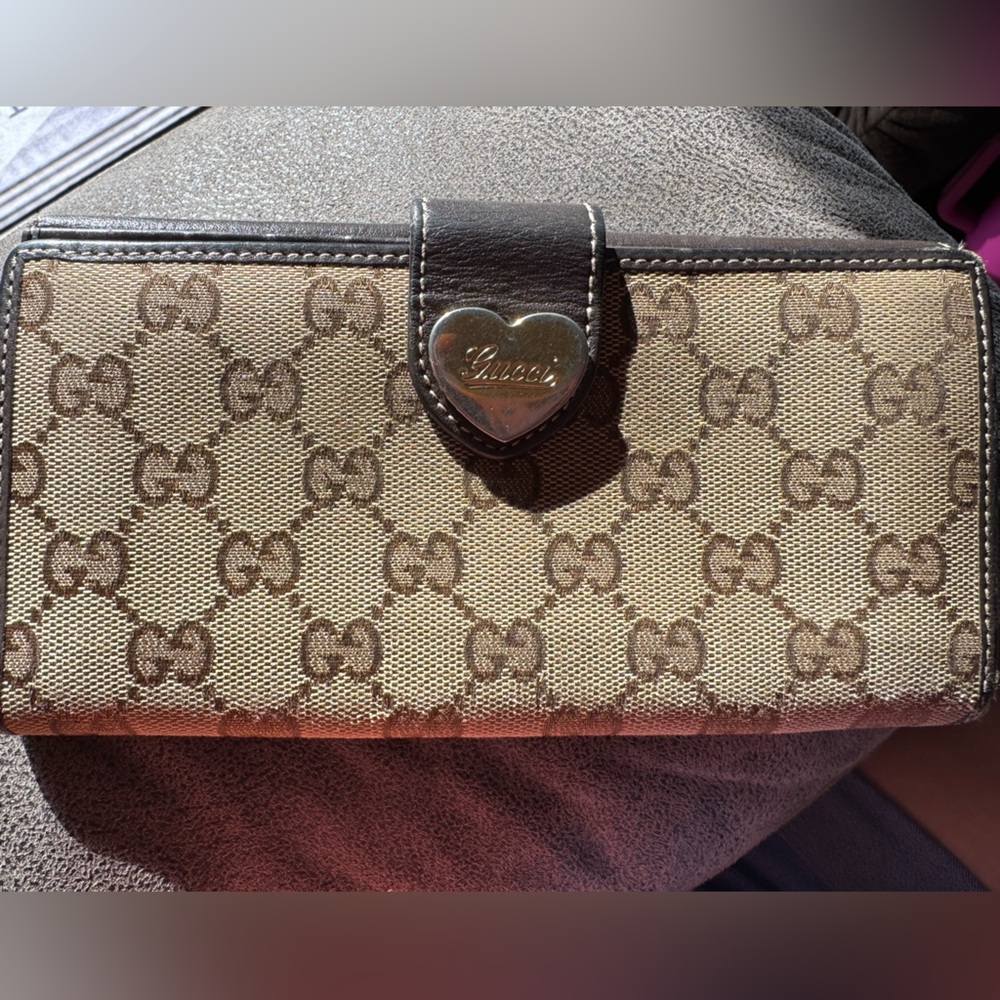 Gucci heart long wallet canvas and leather